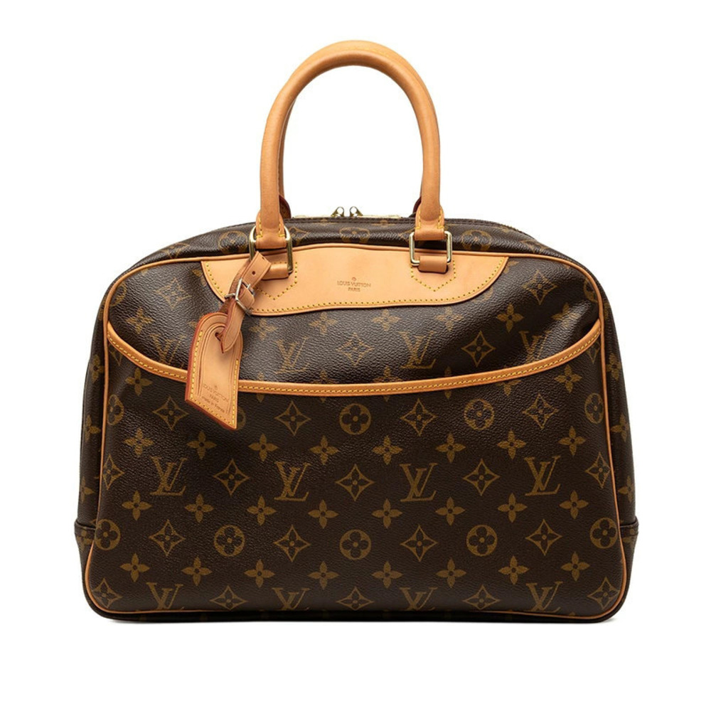 Louis Vuitton Monogram Deauville Handbag Brown Leather